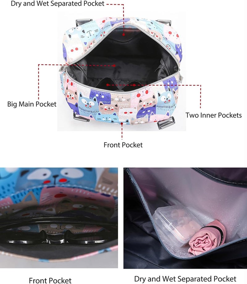 NWLR Travel Duffle Bag Weekender Overnight Bag Gym Tote with Dry and Wet Separated Pocket for Women Girls Shoulder Workout Duffel Bag Water Resistant (cow print) - Image 4